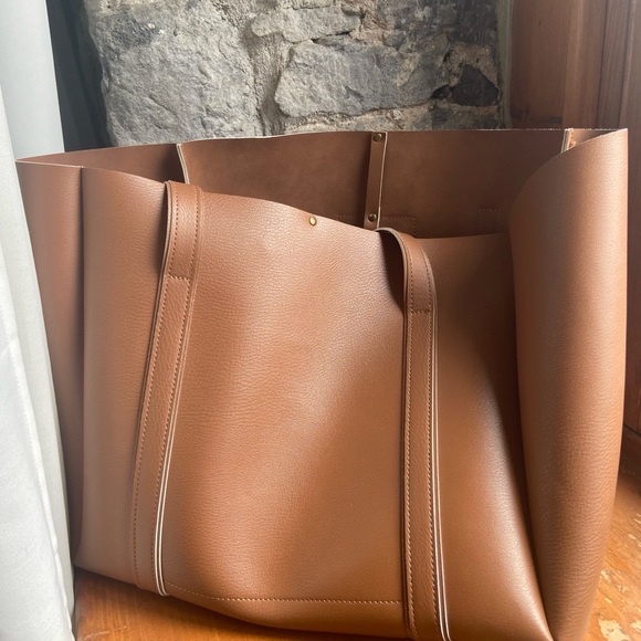 Alexandra K beige camel tote with pouch - Picture 7 of 7